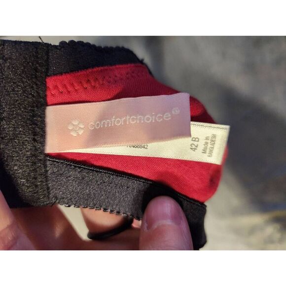 Comfort Choice Red Plaid Cotton Bra Size 42B Style 27-0647-1 - Picture 3 of 4